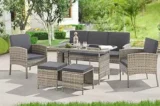 Juskys Turin Polyrattan 6-tlg. Outdoor Sitzgruppe mit Tisch