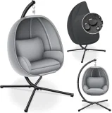 KESSER Luxe Hängesessel mit Gestell + weiches Sitzkissen und Abdeckung (max. 150kg, 3 Farben)