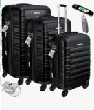 Prime Day – KESSER® 3tlg. Hartschalenkofferset Rollkoffer Schloss 4 Rollen ABS-Hartschale Teleskopgriff M-L-XL für 109,80 € inkl. Prime-Versand (statt 174,80 €)