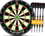 KESSER® Dartscheibe kork mit 9 Dartpfeile + 21 Pro Flights + Zubehör