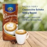KRÜGER Family Cappuccino Schoko aromatisiertes Getränkepulver mit löslichem Bohnenkaffee koffeinhaltig 500 g Beutel
