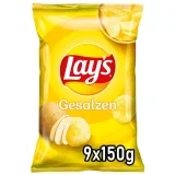 Lay’s Gesalzen – Knusprig gesalzene Kartoffelchips für eine gelungene Party (9 x 150g)