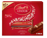 Lindt Lindor Vollmilch Sticks, Vollmilch-Schokolade, Schokoladenriegel im Multipack, 4 Sticks, 100g für 2,93€ mit Spar Abo (statt 4,29€)