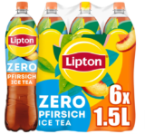 Lipton Zero Ice Tea Peach – Zuckerfreier Eistee mit Pfirsich Geschmack , EINWEG (6 x 1.5 l)