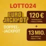 Lotto24 Neukunden: 2 Felder EuroJackpot für 1 € (statt 4,60 €) | aktuell 120 Mio. € im Jackpot +  13 Millionen € Gewinnklasse 2