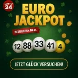 Lotto24 Neukunden: 2 Felder EuroJackpot für 1 € (statt 5,20 €) | aktuell 22 Mio. € im Jackpot