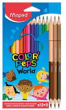 Maped – Buntstifte COLOR’PEPS WORLD x12 + x3 DUO = x6 Hautfarben – x15 Stifte ab 2,69 € inkl. Prime Versand (statt 4,42€)
