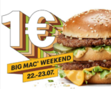 McDonald’s 🍔 Big Mac für 1 €  (vom 22.07.2023 – 23.07.2023 in der APP)