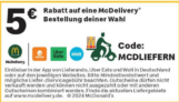 5,00 € Rabatt bei McDonald’s McDelivery ab 10,00 €