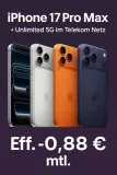 🔥  iPhone 17 Pro Max (256GB) für 104,95€  + Unlimited 5G im Telekom Netz für 59,95 mtl. + 100 € Online Bonus