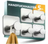 Menz Handtuchhalter ohne Bohren – 5er Set Edelstahl Haken selbstklebend + 3M-Klebe-Pad für 5,93 € inkl. Prime-Versand (statt 9,99 €)