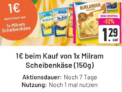 Milram Scheibenkäse für nur 0,29€ [Smhaggle + Edeka]