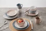 Mömax Kombiservice Kelly Blau/Braun/Weiß 24-teilig
