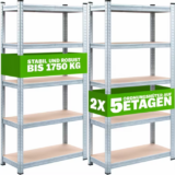 Monzana Schwerlastregal 2er-Set (180x90x60cm,  max. 875 kg pro Regal) ab 69,95 € inkl. Versand (statt 103,95 €)