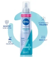 NIVEA Volumen Pflege Schaumfestiger mit Hitzeschutz Panthenol & Vitamin B3 (150ml – Haltestufe 4)