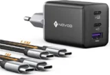 [Exklusiv] NOVOO 67W USB C Ladegerät 3-Port GaN III + 2 PD 100W Typ-C-Kabel