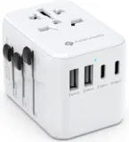 Novoo Reiseadapter Weltweit 5 Ports Steckdosenadapter 21W Mit 2 Usb Für 13,02 € Inkl. Prime-Versand