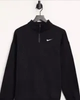 Nike – Oversize-Sweatshirt mit 1/4-Reißverschluss und kleinem Swoosh-Logo in Schwarz