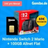 Nintendo Switch 2 (69€) + congstar (Telekom) Allnet und SMS-Flat mit 100 GB 5G/LTE für 24€ mtl. + 10€ Wechselbonus!