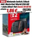 Logitel: Nintendo Switch 2 Black Inkl. Mario Kart World (256 Gb) + Otelo Allnet-Flat Classic 50 Gb 5G Für 19,99 € / Monat + 53,99 € Einmalig