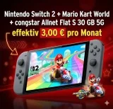 starmobile: Nintendo Switch 2 + Mario Kart World + congstar Allnet Flat S 30 GB 5G für 19,00 € / Monat + 104,90 € einmalig