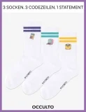 Occulto Damen & Herren Motiv Tennissocken (Modell: Rio) (Statement Tennis Socken 3er Pack)
