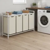 Vasagle Wäschekorb 4 Fächer Oxford-Gewebe Metallrahmen (4x40L, 3 Farben)