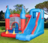 Outsunny Aufblasbare Hüpfburg für 4 Kinder (333 x 280 x 210 cm) mit Pool und Rutsche