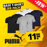 PUMA Statement Deluxe Edition Base Herren T-Shirt 2er-Pack (3 Farben, Gr. S bis 2XL) für 14,85 € inkl. Versand