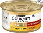 PURINA GOURMET Gold Zarte Häppchen in Sauce Katzenfutter nass mit Huhn und Leber (12er Pack (12 x 85g))