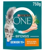 PURINA ONE BIFENSIS Senior 11+ Katzenfutter trocken, reich an Huhn, 6er Pack (6 x 750g) für 14,21 € inkl. Versand (statt 26,96 €)