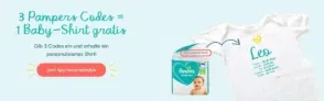 Gratis: 1 individuelles Pampers Baby-Shirt  (3 Pampers Codes –  Pampers App)