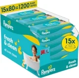 Pampers Fresh Clean Feuchttücher 15 Packungen (15 x 80 Stück)