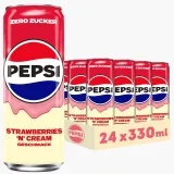 Pepsi Zero Zucker Strawberry ’n‘ Cream 24er Pack (24x330ml)
