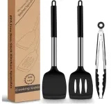 Pfannenwender Silikon 2 Stück Silikon Spatel Küche + 1 Küchenzange für 4,99 € inkl. Prime-Versand (statt 7,00 €)