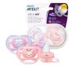 Philips Avent Ultra Air Schnuller 0-6 Monate,  Doppelpack, Reh/Eule (Modell SCF085/01) für 4,09 € inkl. Prime-Versand (statt 11,15 €)