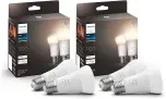 Philips Hue White E27 Lampe 4 Pack 4x1055lm dimmbar (kompatibel mit Amazon Alexa) ab 28,00 € inkl. Prime-Versand (statt 48,00 €)