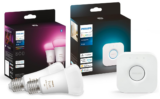 Philips Hue White and Col. Amb. LED E27 Lampen mit Hue Bridge Steuerungszentrale, 2-er Pack für 69,99 € inkl. Prime Versand (statt 149,00 €)