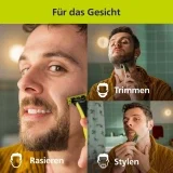 Philips OneBlade 360 Face – inkl. 2 innovativen 360-Klingen & verstellbarem 5-in-1-Trimmaufsatz (Modell QP2734/30)