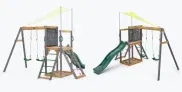 Plum Plum Holz Spielgerüst Siamang (mit Doppelschaukel Rutsche Kletternetz Sandkasten) für 304,94 € inkl. Versand (statt 489,00 €)