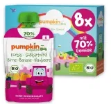 Pumpkin Organics Bio Gemüse-Quetschies Kürbis Süßkartoffel Birne Banane Blaubeere (8x100g) ab 7,52 € inkl. Prime-Versand (statt 10,32 €)