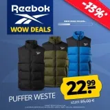 Reebok Heavyweight Puffer Herren Weste (3 Farben, Gr. S bis XL) für 27,94 € inkl. Versand