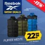 Reebok Heavyweight Puffer Herren Weste (3 Farben, Gr. S bis XL) für 27,94 € inkl. Versand