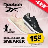 Reebok Royal Classic Jog Mädchen Sneaker (2 Farben, Gr. 27 bis 34) für 20,94 € inkl. Versand