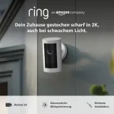 Ring Außenkamera Plus Akku (Outdoor Camera Plus neueste generation) 2K-Weitwinkelvideo