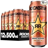 Rockstar Energy Drink Peach Zero Sugar 12er Pack (12 x 500ml)