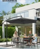 SONGMICS Ampelschirm 300cm mit Kurbel & Kreuzfuß