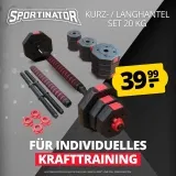 SPORTINATOR Curls 2-in-1 Kurz + Langhantel 20 kg Set für 44,94 € inkl. Versand