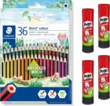STAEDTLER Noris colour Buntstifte Set – 36 Buntstifte inklusive 4 Pritt Klebestifte für 12,79 € inkl. Prime-Versand (statt 16,50 €)
