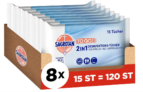Sagrotan 2in1-Desinfektionstücher – Zum Desinfizieren von Händen und Oberflächen – 8 x 15 Feuchttücher ab 9,36 € inkl. Prime-Versand (statt 15,60 €)